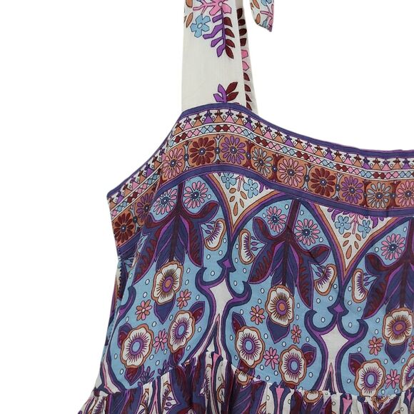 Caroline Constas Maxi Dress Womens Medium Purple Blue Floral Boho Cottagecore - Picture 13 of 13